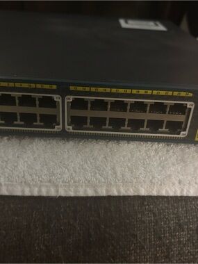 Cisco 48-Port Wired Router Switch - Black with Yellow Labeling